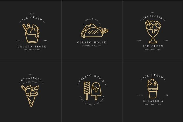 set-design-golden-templates-logo-emblems-ice-cream-gelato-trendy-linear-style-isolated_163983-925-8805774-7756905